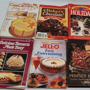 Lot of 6 Vintage Dessert and Holiday  Cookbooks